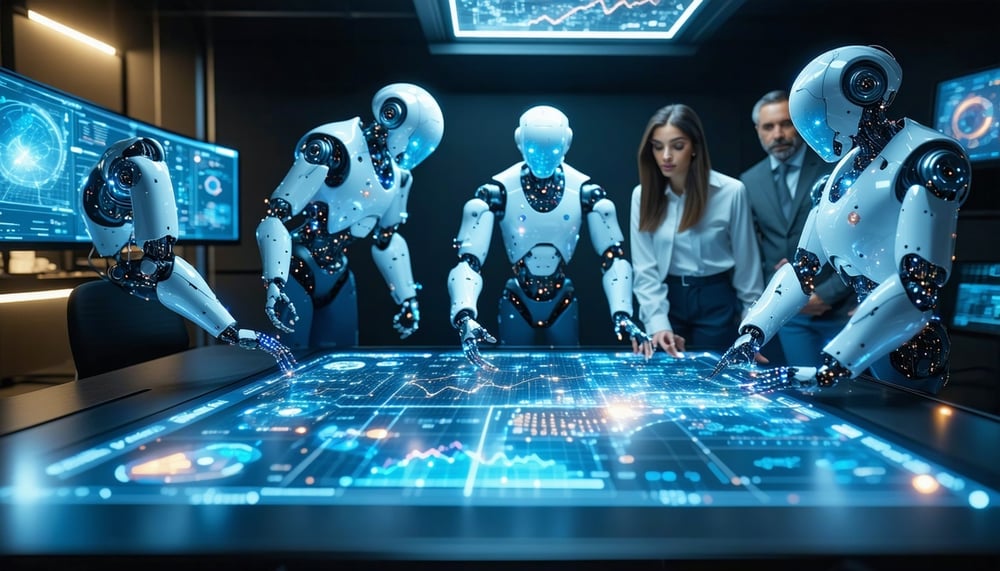 Sales team collaborating with AI tools